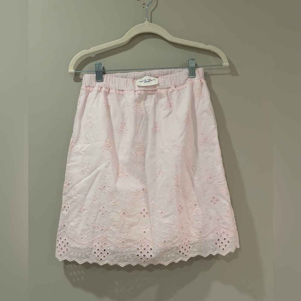 NWOT ALBERTA FERRETTI Petal Pink Eyelet Girls Skirt